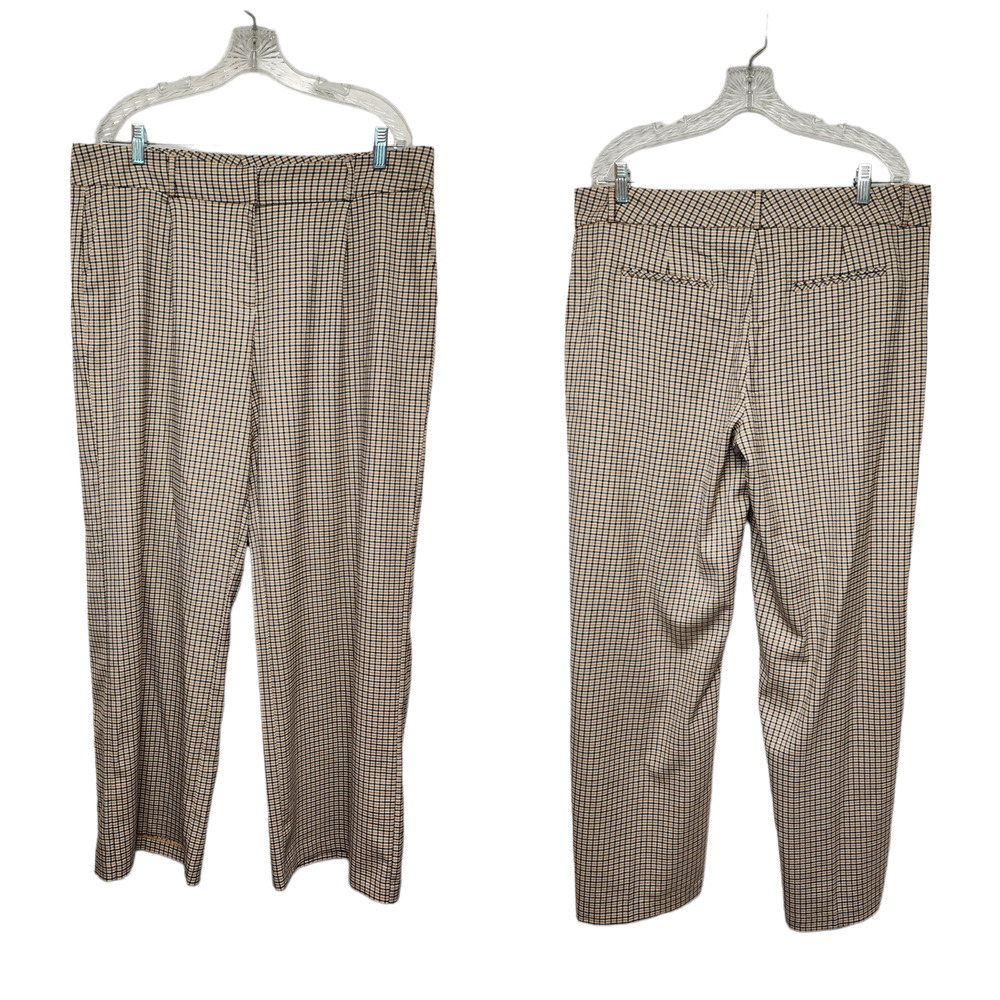 CATO Glen Check Plaid Brown Mid-Rise Wide-Leg Size 16